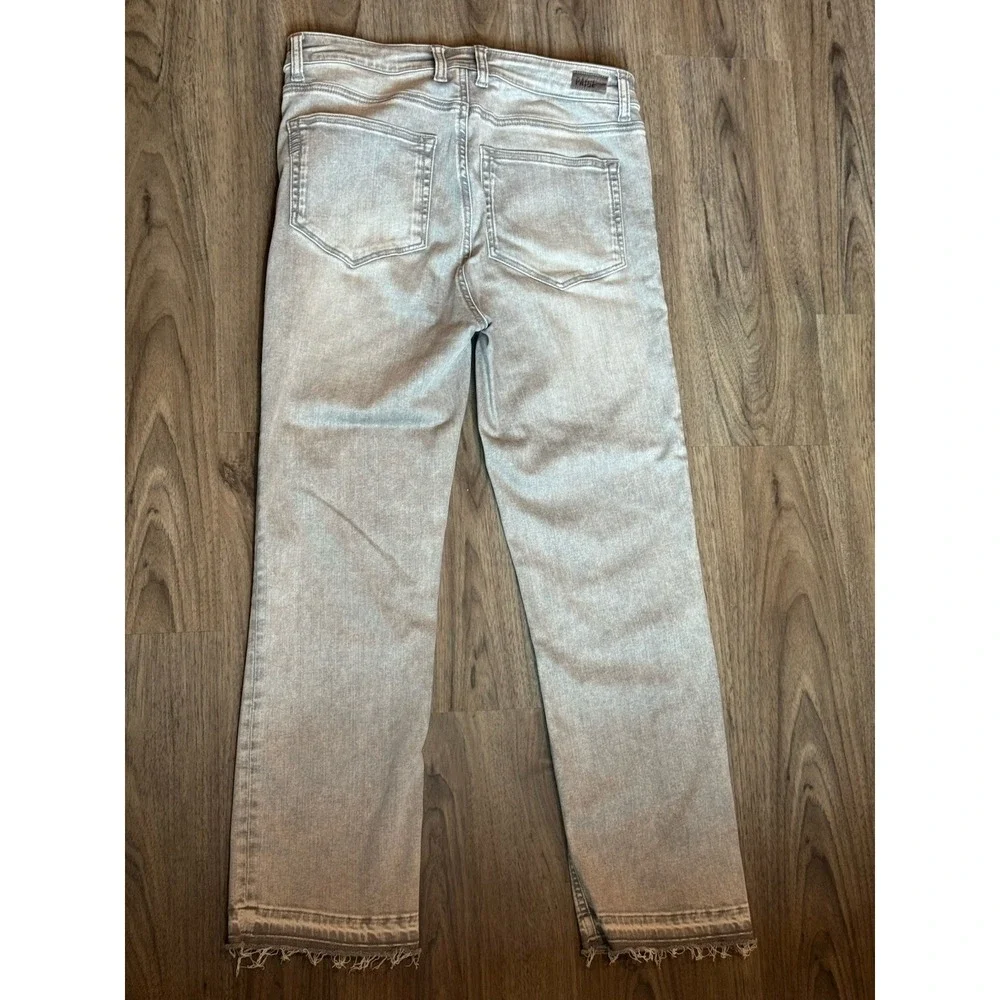 PAIGE Cindy‎ Cropped Boyfriend Jeans 30 Faded Asphalt Button Fly Raw Hem $258